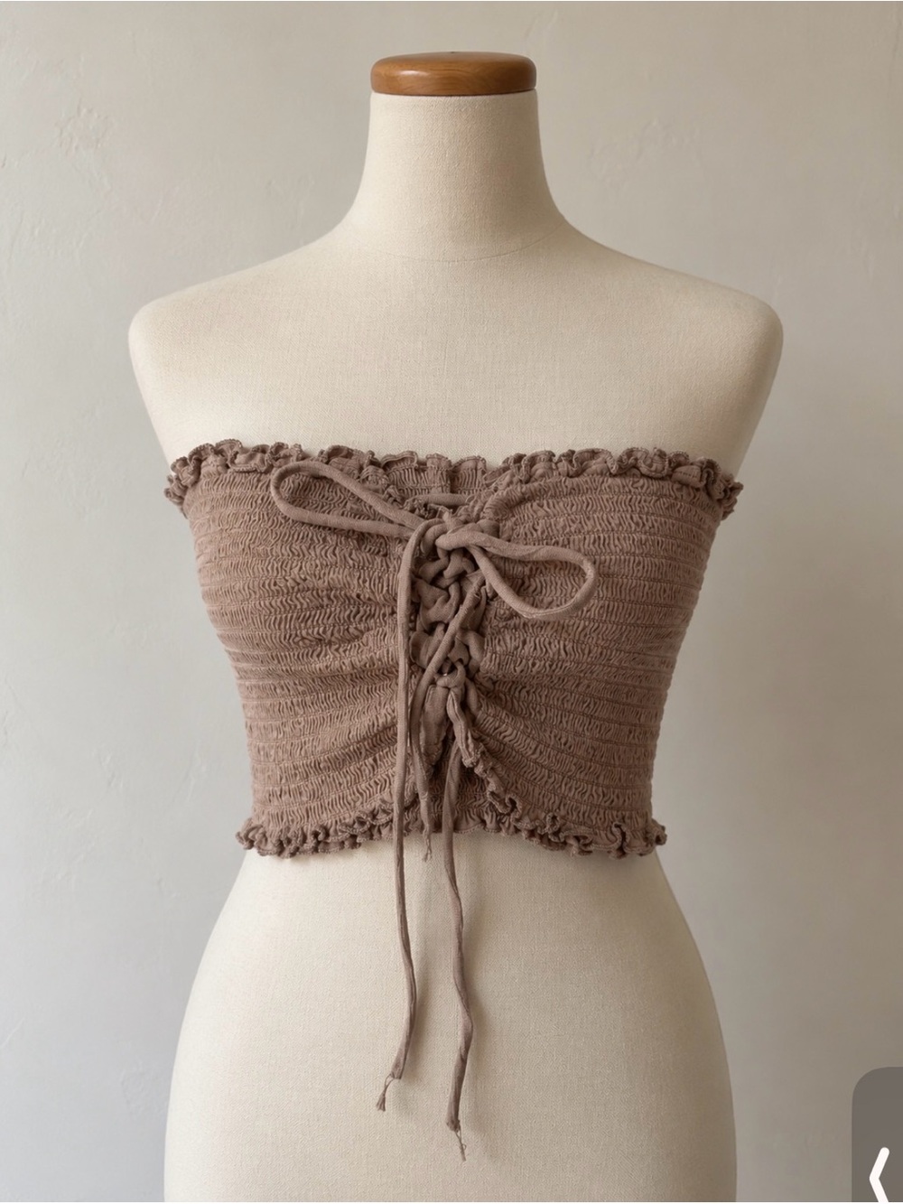 Brown  Lace-Up Tube Top